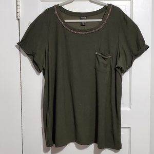 Torrid Olive Green Jeweled Top